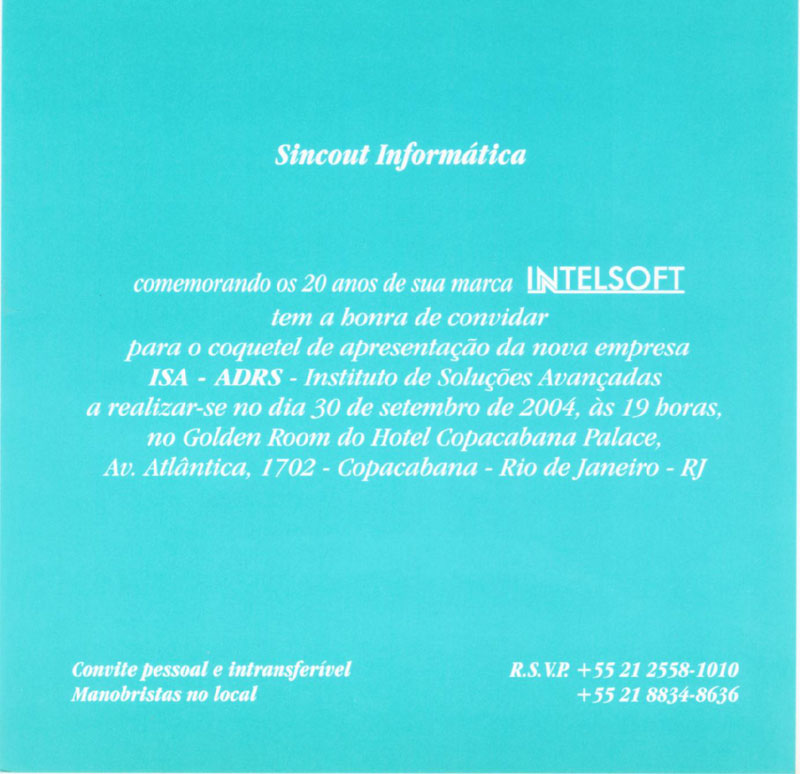 Convite 20 anos Sincout - Texto